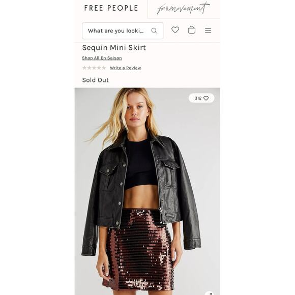 FREE PEOPLE X EN SAISON SEQUIN FRINGE MINI SKIRT- BROWN - LARGE - Picture 6 of 9